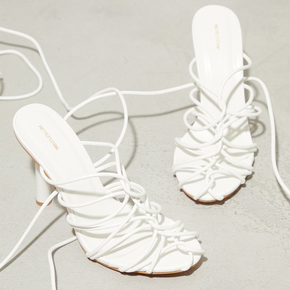 White Caged Heels